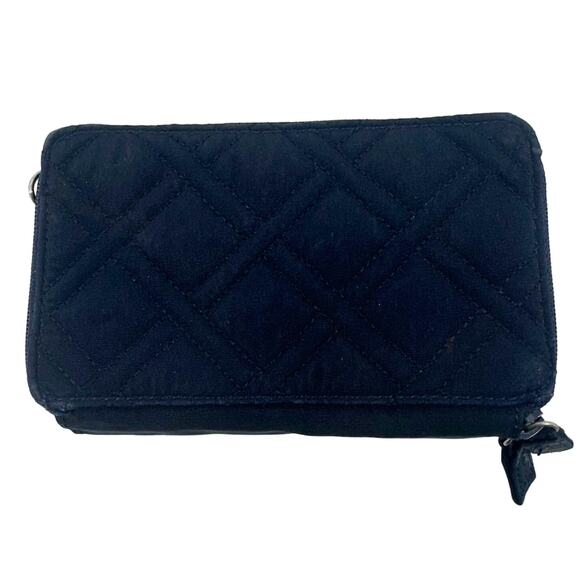 Vera Bradley Quilted Wallet Navy Blue Basic Simple Everyday Preppy Boho Clutch - Picture 2 of 5